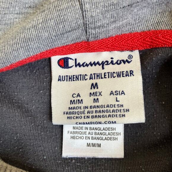 Champion Mens Sz M NC State Wolfpack Sweatshirt Hoodie Heathered Grey Red Logo - Picture 14 of 16